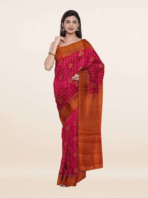 

Pothys Pink & Gold-Toned Woven Design Art Silk Saree