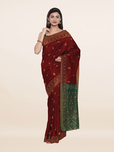 

Pothys Maroon & Green Woven Design Art Silk Saree
