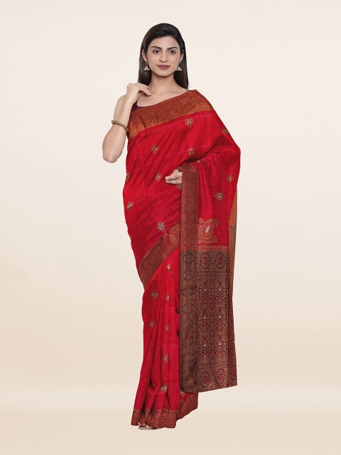 

Pothys Pink & Brown Woven Design Art Silk Saree