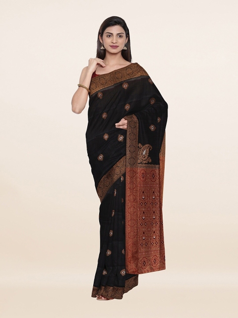 

Pothys Black & Copper-Toned Woven Design Art Silk Saree