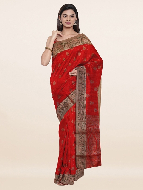 

Pothys Red & Green Ethnic Motifs Art Silk Saree