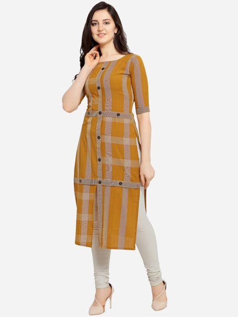 

Fashion Booms Women Multicoloured Checked Patchwork Kurta, Multi