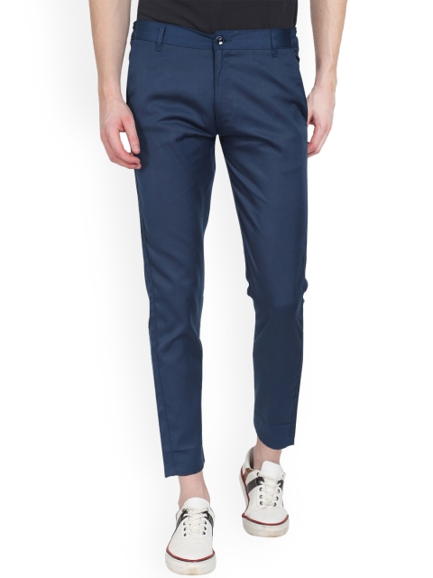 

AD & AV Men Teal Classic Slim Fit Easy Wash Trousers