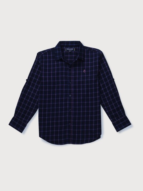 

Gini and Jony Boys Black Classic Grid Tattersall Checks Checked Casual Shirt