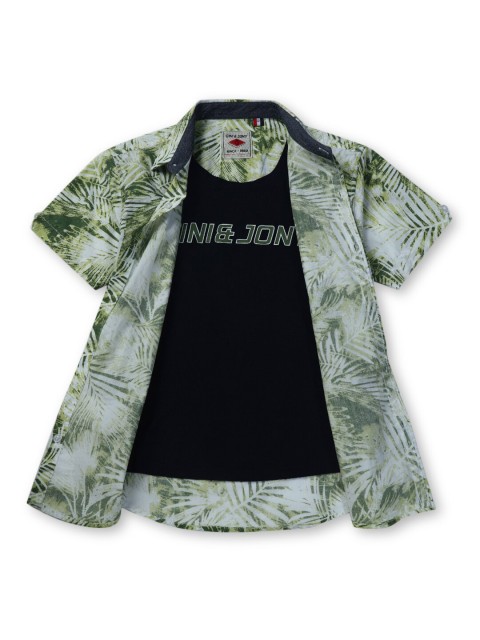 

Gini and Jony Boys Green Classic Floral Printed Casual Shirt