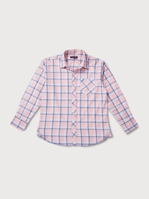 

Gini and Jony Boys Peach-Coloured Classic Windowpane Checks Checked Casual Shirt