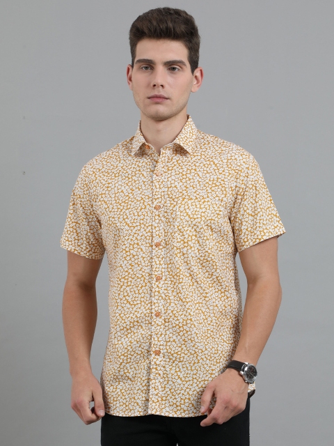 

PLATYPUSS Men White Contemporary Slim Fit Floral Printed Casual Shirt