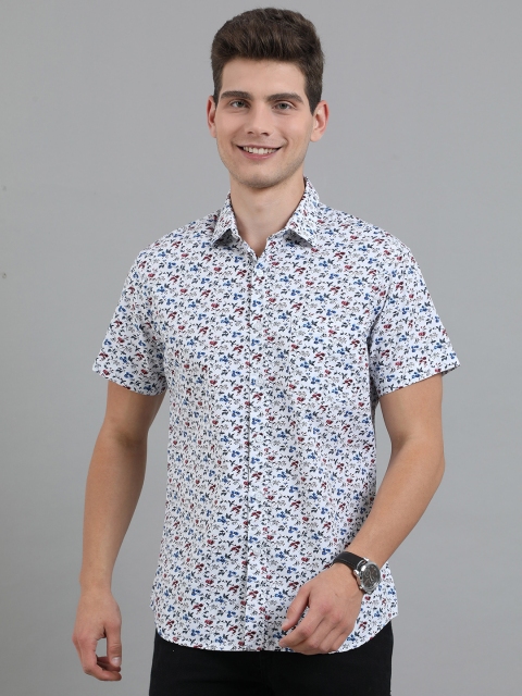 

PLATYPUSS Men Blue Contemporary Slim Fit Floral Printed Casual Shirt