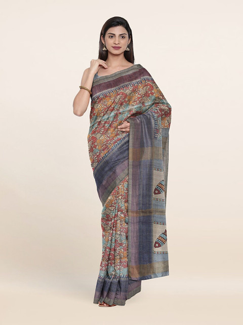 

Pothys Red & Blue Kalamkari Art Silk Saree