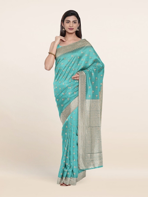 

Pothys Blue & Gold-Toned Woven Design Zari Art Silk Saree