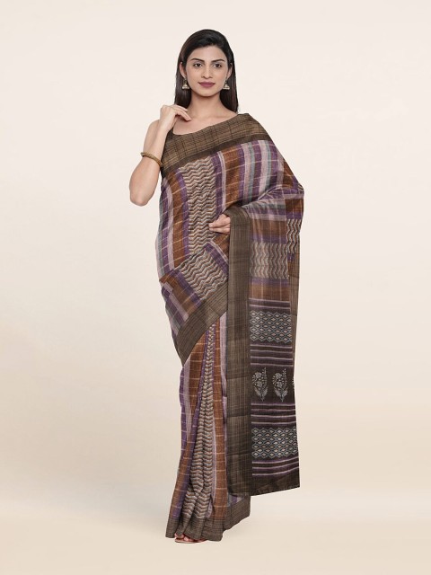 

Pothys Brown & Purple Floral Art Silk Saree