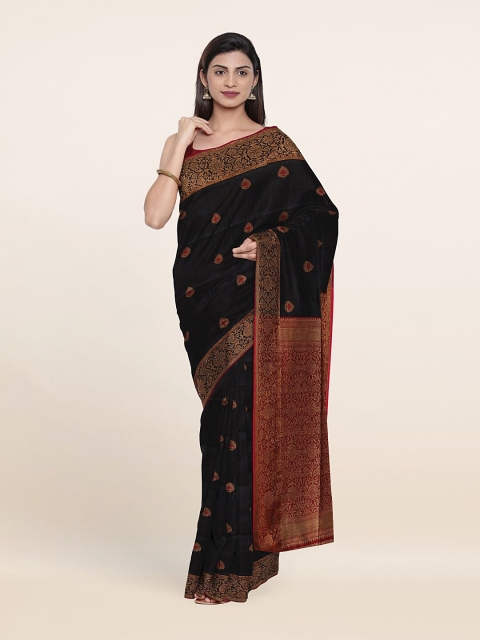 

Pothys Black & Copper-Toned Woven Design Art Silk Saree