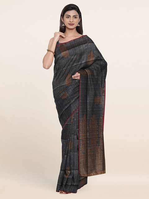 

Pothys Grey & Copper-Toned Woven Design Art Silk Saree
