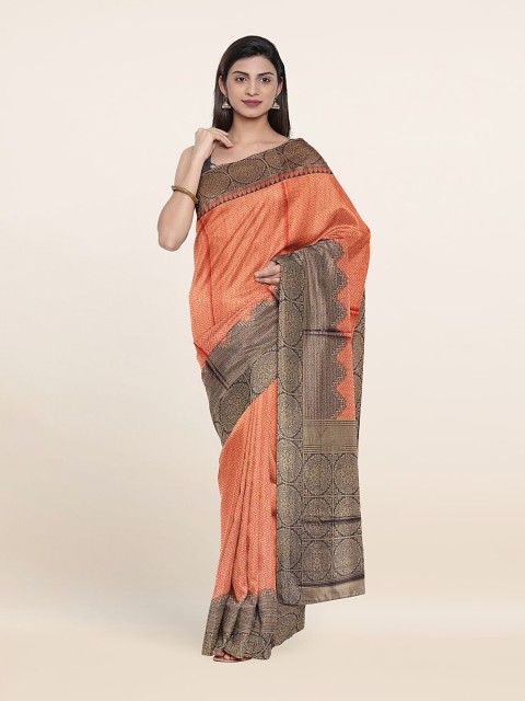 

Pothys Pink & Gold-Toned Woven Design Art Silk Saree