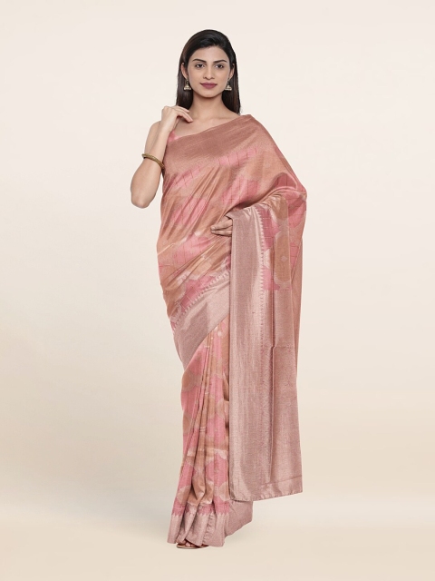 

Pothys Pink & Golden Woven Design Art Silk Saree