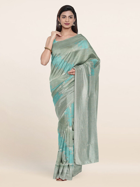 

Pothys Blue & Silver-Toned Woven Design Art Silk Saree