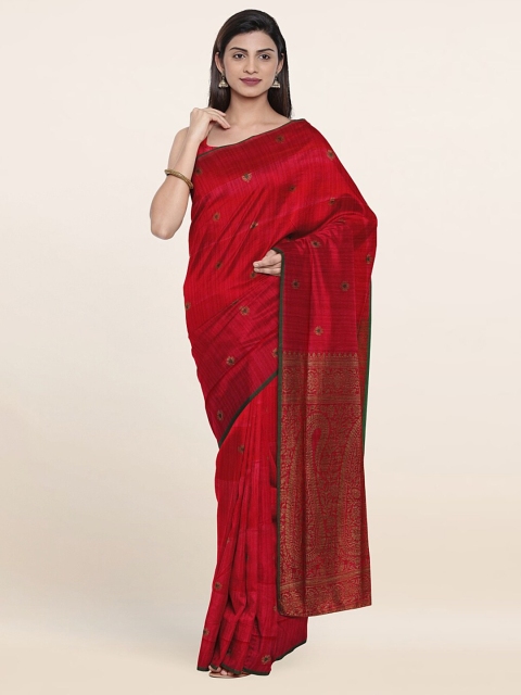 

Pothys Red & Gold-Toned Woven Design Art Silk Saree