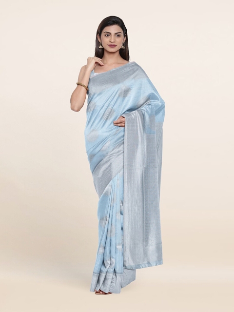

Pothys Blue & Silver-Toned Woven Design Art Silk Saree