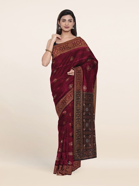 

Pothys Purple & Maroon Floral Art Silk Saree