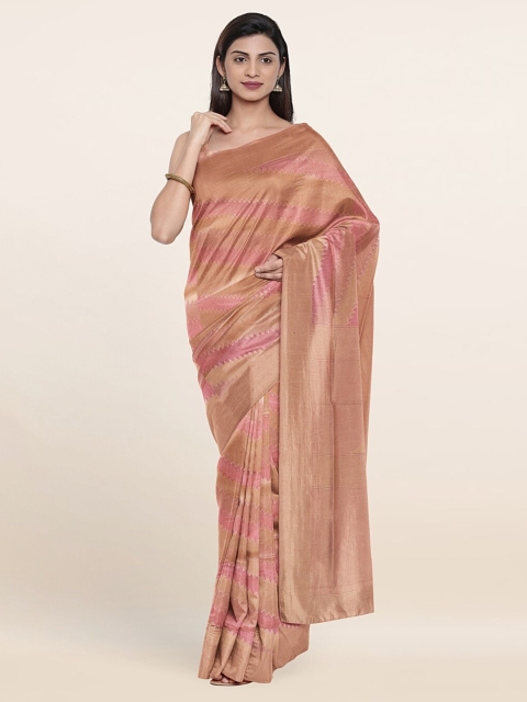 

Pothys Pink & Gold-Toned Woven Design Art Silk Saree