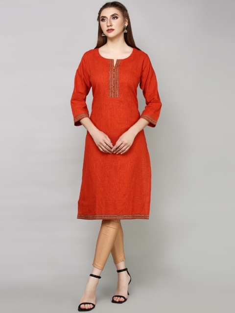 

HAVVA FASHION Women Orange Flared Sleeves Kurta