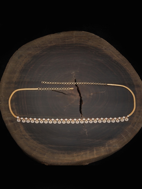 

Kushal's Fashion Jewellery Gold-Plated Purple CZ Studded Waist Chain