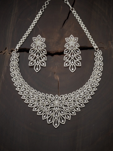 

Kushal's Fashion Jewellery Silver-Toned Rhodium-Plated CZ Necklace Set