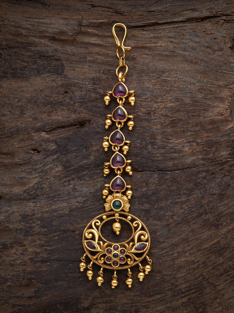 

Kushal's Fashion Jewellery Gold-Toned Red Stone Studded Maang Tikka