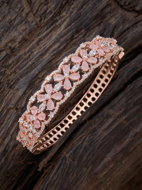 

Kushal's Fashion Jewellery Women Pink Cubic Zirconia Rose Gold-Plated Kada Bracelet