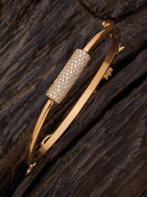 

Kushal's Fashion Jewellery Women Gold-Plated & White Cubic Zirconia Kada Bracelet