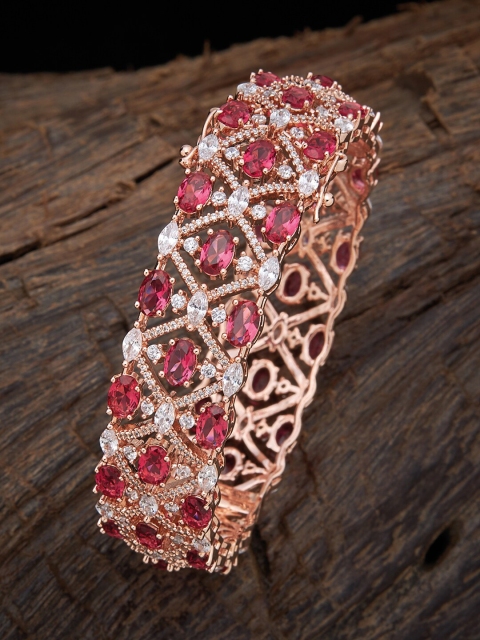 

Kushal's Fashion Jewellery Red & Rose-Gold Plated Stone-Studded Bangle