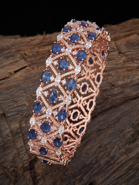 

Kushal's Fashion Jewellery Women Blue & Rose Gold Plated Cubic Zirconia Bridesmaid Bangle