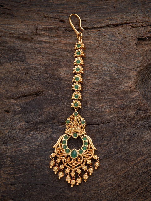 

Kushal's Fashion Jewellery Women Green & Gold Embellished Maang Tikka