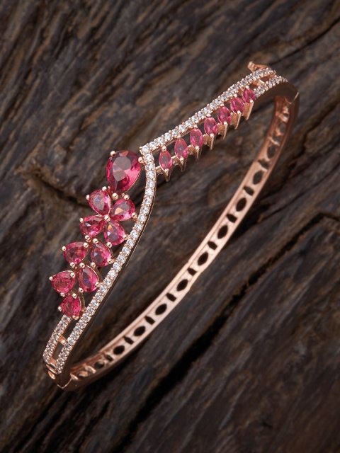 

Kushal's Fashion Jewellery Women Red Cubic Zirconia Rose Gold-Plated Kada Bracelet