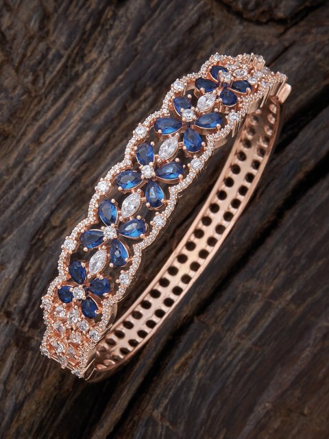 

Kushal's Fashion Jewellery Women Blue Cubic Zirconia Rose Gold-Plated Kada Bracelet