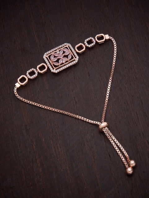 

Kushal's Fashion Jewellery Women Rose Gold-Plated Pink & White CZ Charm Bracelet