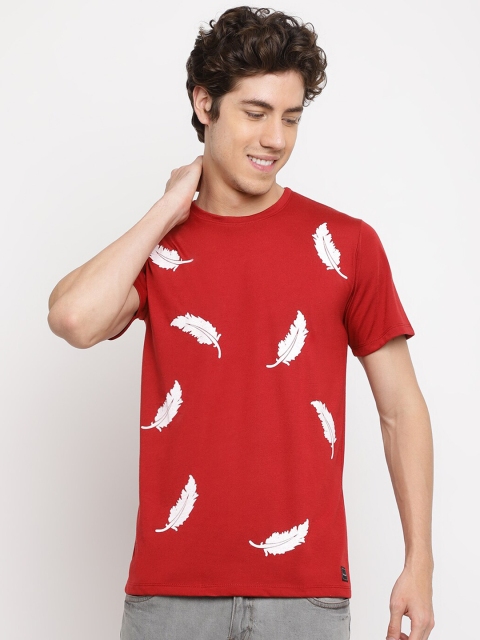 

Pactorn Men Red Printed Applique T-shirt