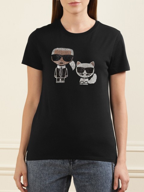 

Karl Lagerfeld Black Print Top