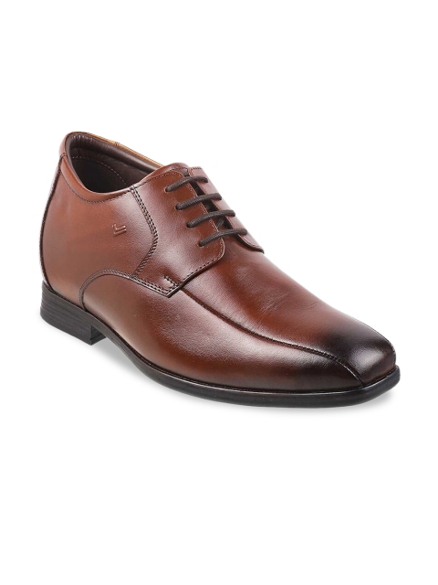 

DAVINCHI Men Tan Brown Solid Leather Formal Derbys