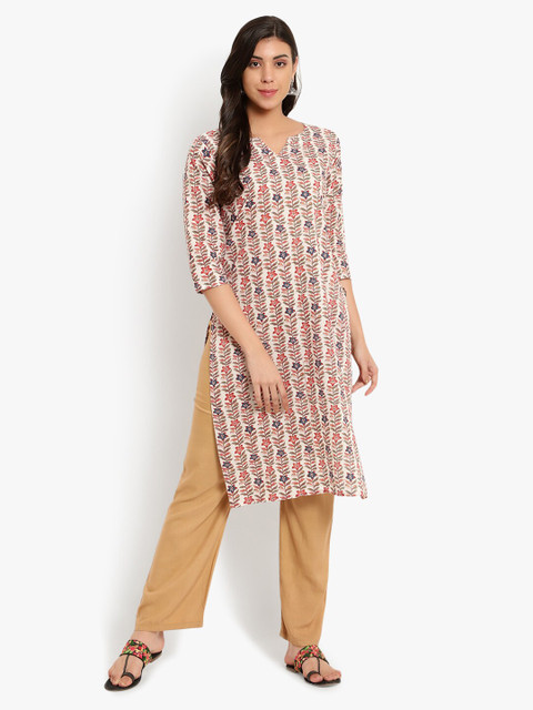 

DIVINATION Multicoloured Floral Printed Pure Cotton Kurti, Multi