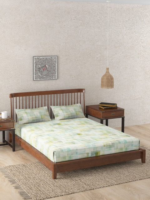 

Fabindia Green Geometric Single Bedsheet with 2 Pillow Covers