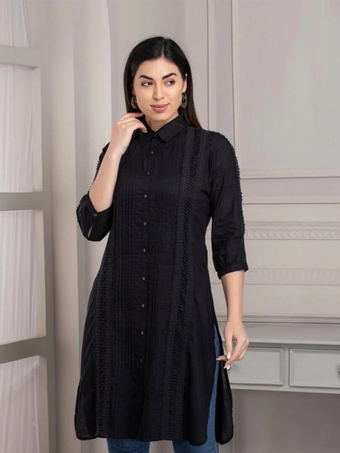 

Lakshita Women Charcoal Modal Shirt Collar Tunic