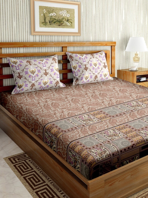 

BELLA CASA Brown 180 TC King Bedsheet with 2 Pillow Covers