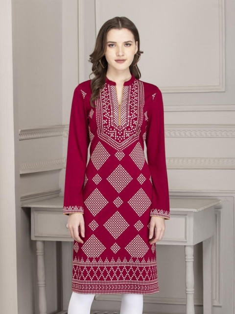 

Lakshita Pink Bandhani Printed Kurti