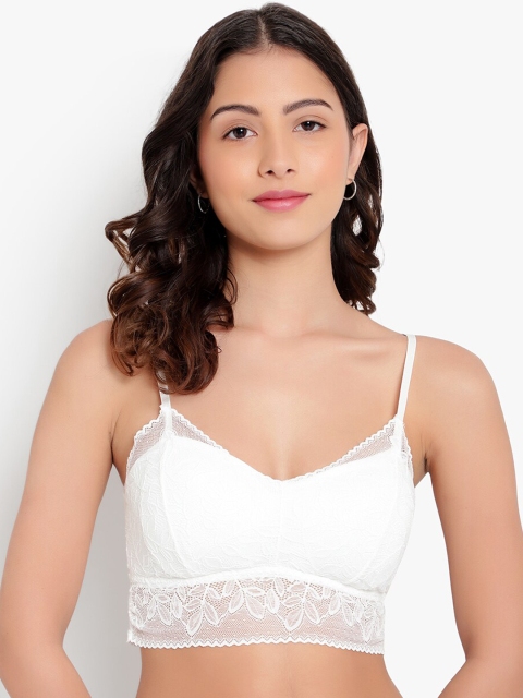 

PARKHA White Floral Bralette Lightly Padded Bra