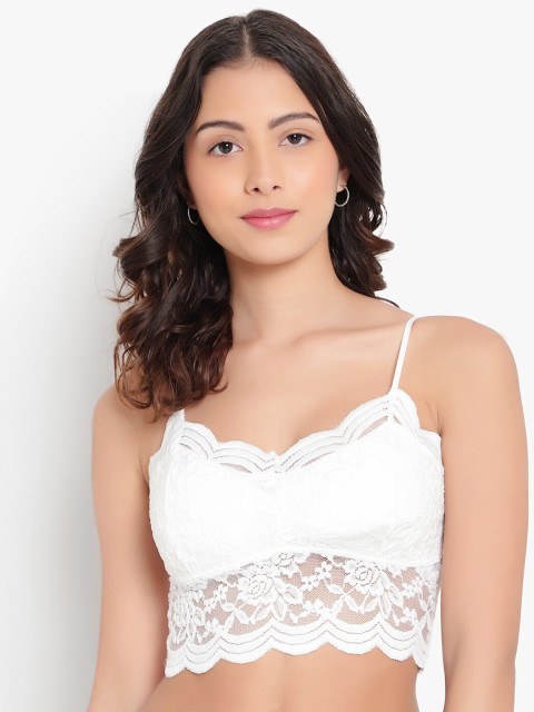 

PARKHA White Floral Cotton Non-Wired Bralette Bra
