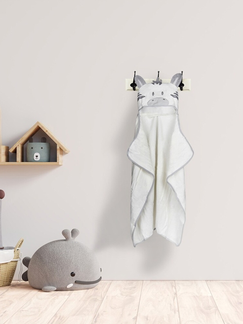 

Baby Moo Kids White 210 GSM Cotton Animal Face Hooded Towel