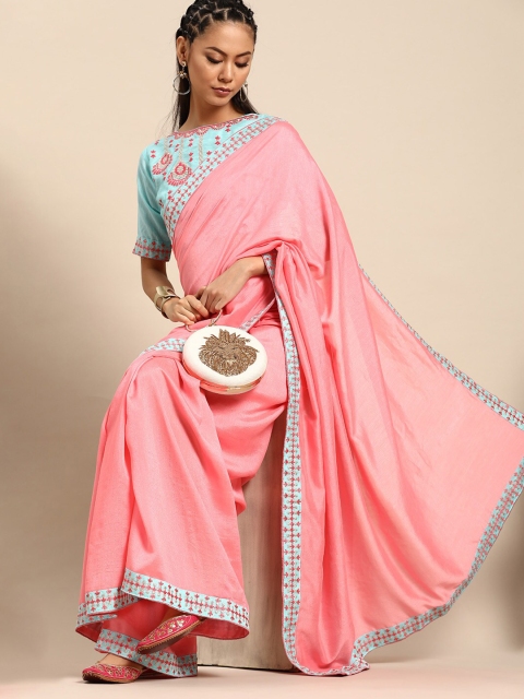 

SHAVYA Rose & Blue Embroidered Silk Blend Saree