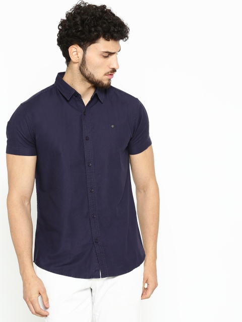 

SPYKAR Men Navy Blue Regular Fit Solid Casual Shirt