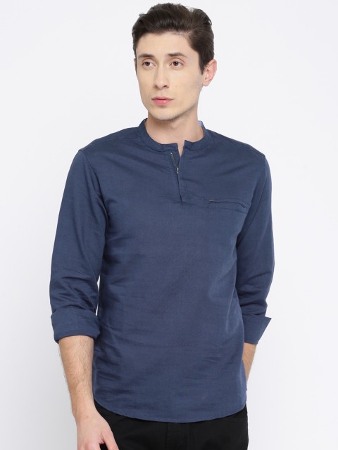 

SPYKAR Men Navy Blue Solid Straight Kurta